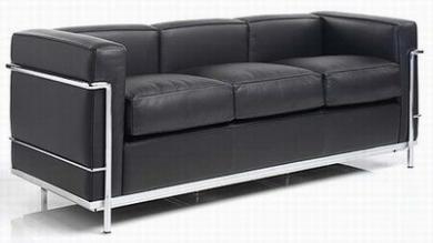Le Corbusier Dreisitzsofa LC2 PELLE MEGLIO Leder | Schwarz B01