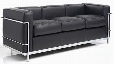 Le Corbusier Three-Seat Sofa LC2 BUSINESS Leather | black B01