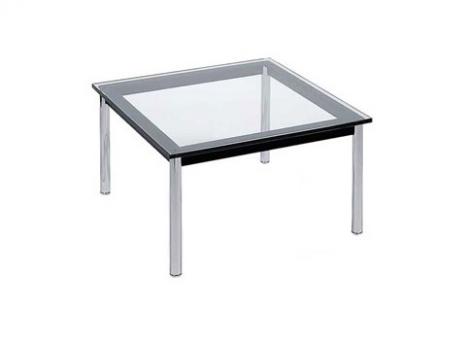 Le Corbusier living room table LC10 Side table model LC10, 70x70x33 cm, 12mm, crystal glass top