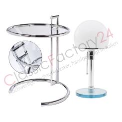 Eileen Gray Beistelltisch mit Wagenfeldleuchte in Glas X-Mas Deal 
